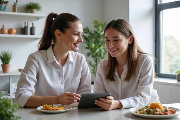 Dietetyk omawia plan żywieniowy z klientką